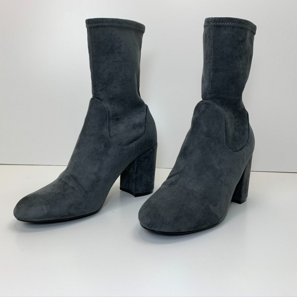Halogen Jacy Gray Sock Bootie Wrapped Stack Heel - image 4